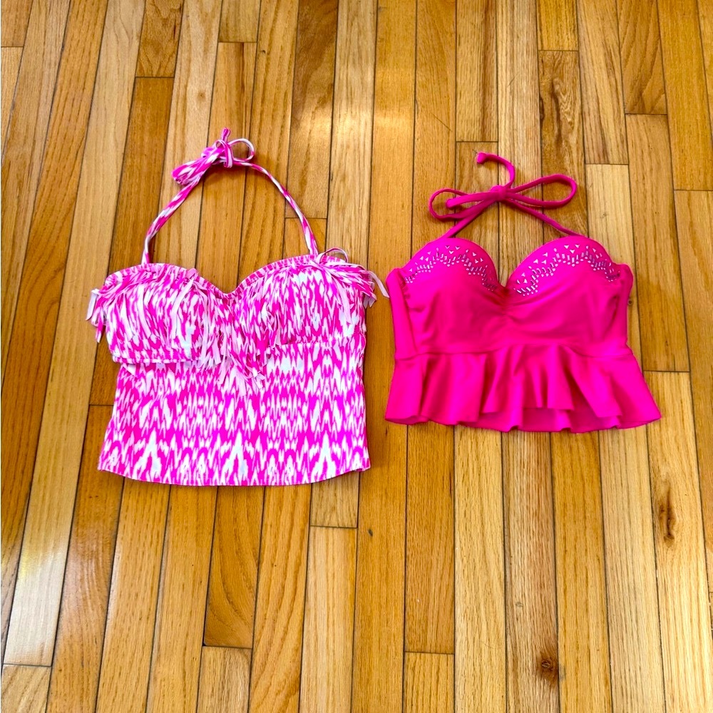 Pink and White Bikini Tops Size Small